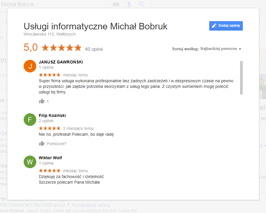 Opinie klientów